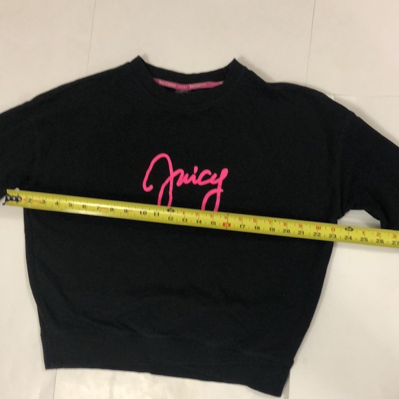 Juicy Couture Sport M Sweatshirt Black Hot Pink Florescent Graphic Logo Cropped - Picture 6 of 9